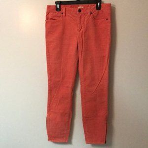 SALE J.Crew Coral Pink Zipper Ankle Toothpick Corduroys